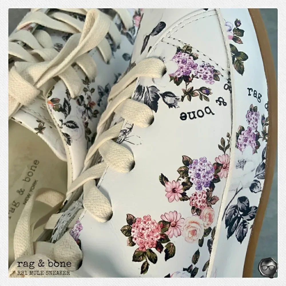 RAG & BONE RB1 MULE SLIP ON PATFORM SNEAKER IN GARDEN FLORAL WOMEN’S SIZE 7.5